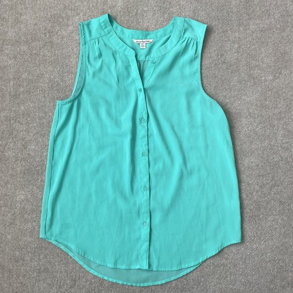 American Eagle Outfitters Tops - American Eagle Shirt Womens Small Teal Green Button Down Sleeveless Tank Top